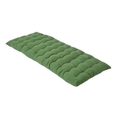 Image of HOMESCAPES Olive Green Garden Bench Cushion 2 Seater Seat Pad for Patio Furniture Kitchen or Dining Indoor &amp; Outdoor Use Comfortable 100% Cotton Modern Tufted Style Thick 108cm Wide