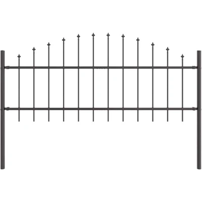 Image of vidaXL Garden Fence with Hoop Top Grey 1.7x0.75 m Steel