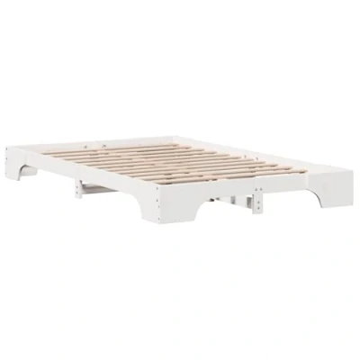 Image of vidaXL Bed Frame White Solid Pine wood 135 x 190 cm