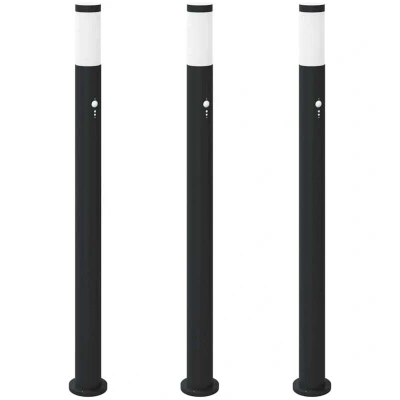 Image of vidaXL Bollard Lights with Sensor 3pcs 110 cm Stainless Steel IP44