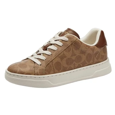 Image of COACH Women&#039;s High Line Update Sneaker, Brown Khaki, 5 UK