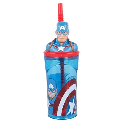 Image of Stor 3D FIGURITE Glass 360 ML Avengers Comic Heroes Captain America, Multicoloured, Juego de 2 piezas