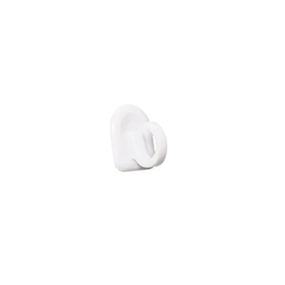 Image of Merriway BH01929 (6 Pcs) Self Adhesive Hooks, Rectangular with Rounded Top, White Plastic 32mm (1.1/4 inch) Pack of 6 Pieces