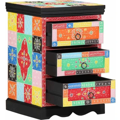 Image of vidaXL Multicolored Drawer Cabinet 40x40x60 cm Solid Mango Wood