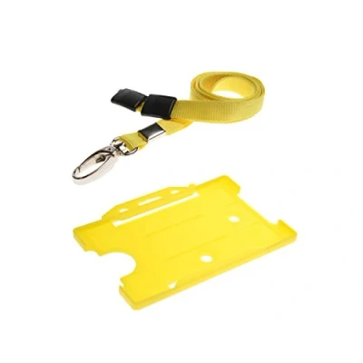Image of Yellow ID Card Badge Holder Lanyard Neck Strap with Metal Clip &amp; Safety Breakaway Release for Pass by It