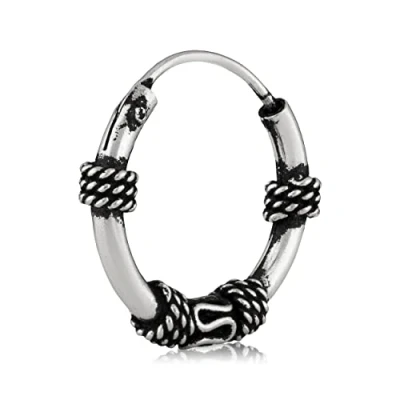 Image of NKlaus Single Celtic Creole 925 Silver Gothic Viking Earring 14mm 3006