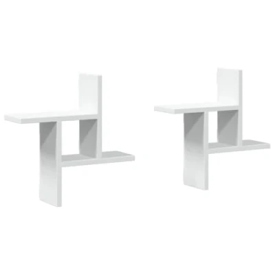 Image of vidaXL Wall Shelves 2 Pieces White 38 x 12 cm in Particleboard, Shelf, Display Display, Hanging Rack