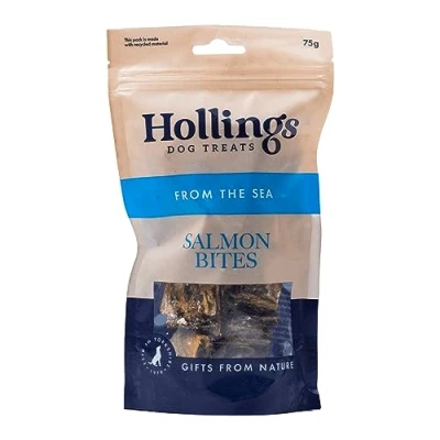 Image of Hollings Salmon Bites Dog Treats, 100% Natural with Fresh Fish Air Dried Treats for Dogs, Hypoallergenic and Grain Free 75g