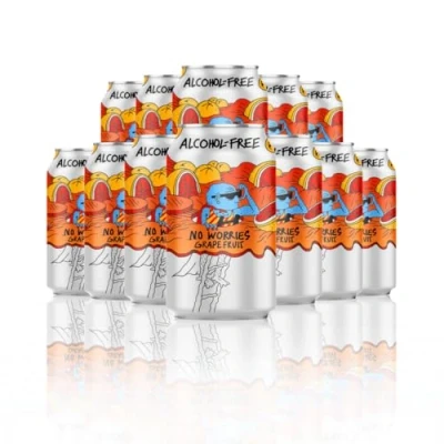 Image of Lervig &#039;No Worries Grapefruit&#039; Norwegian Alcohol Free Beer 330ml Cans 0.5% ABV (12 Pack)