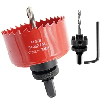 Image of 2.95inch Hole Saw, LAIWEI 75mm Cutter with A2 Heavy Duty Mandrel, 4341 Drill Bit for Drilling Wood, Sheet Metal, Aluminum Profiles, Drywall, PVC and Other Materials (2 15/16 75mm)