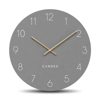 Image of Cander Berlin MNU 2640 C XXL Wall Clock Silent 40 cm No Ticking Analogue Living Room Modern Vintage Grey Wooden Hands Large