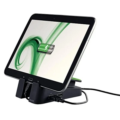 Image of Leitz 2 Port USB Charging Tablet Stand with Micro Cable, Complete Range 62280095 Black