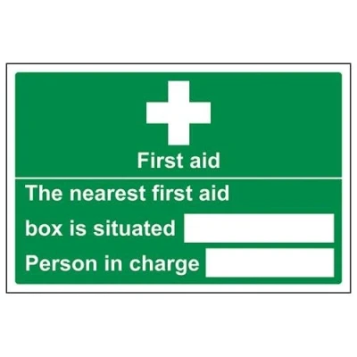 Image of V Safety Box Situated/Person In Charge Sign 300mm x 200mm 1mm Rigid Plastic