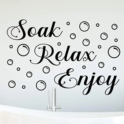 Image of Soak Relax Enjoy Bathroom Wall Sticker Quote Motivational Home Decor Vinyl Gym Decal Mural Interior Art