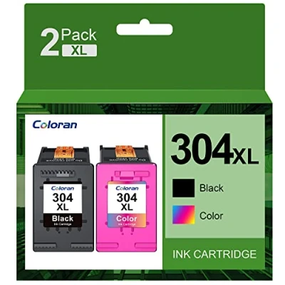 Image of Coloran 304XL Printer Cartridges Multipack Replacement for HP 304 Black and Colour Envy 5030 5010 5000 5032 5020 DeskJet 2620 2622 2633 3730 3762 3732 3720(2 Pack)