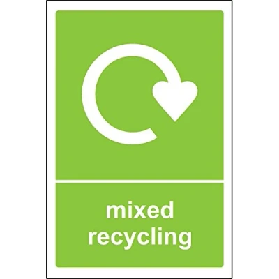 Image of Mixed Recycling bin Sign/Sticker Self adhesive vinyl 150mm x 100mm