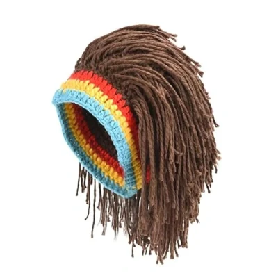 Image of WouND Wig Hair Cap Beanie Hat Jamaica Rasta Handmade Reggae Dreadlocks synthetic African Roots Funny Bob Marley