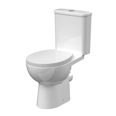 Image of Contemporary Curved Rimless Toilet Pan, Cistern and Soft Close Seat