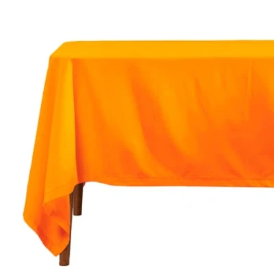 Image of HOMESCAPES Orange Cotton Tablecloth 4 to 6 Seater Rectangular 137 x 178 cm (54 70 Inches) Washable Hand Woven 100% Plain with Decorative Ladder Stitch Edge