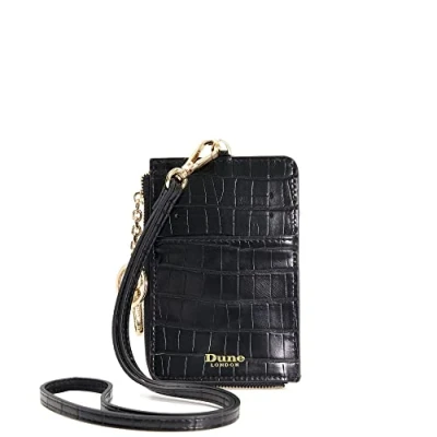 Image of Dune London Womens STANTON Croc Cardholder Lanyard Black One Size