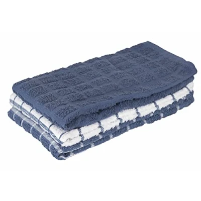 Image of Ritz 100% Cotton Terry Kitchen Dish Towels, Highly Absorbent, 25 x 15, Federal Blue, 3 Pack 25&quot; 15&quot;