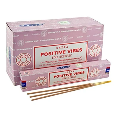 Image of Hari Deals Satya Incense Stick Fragrances Sandal Wood Lavender Champ Musk Positive Vibes Namaste Nag Champa Reiki Rose 6 Packs (Positive Vibes)