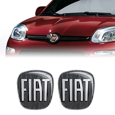 Image of Fiat 14186F 2pcs 3D Sticker Replacement Logo Black for Panda After 2012, 2 Pieces, Front and Rear