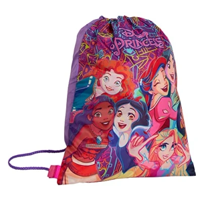 Image of Disney Princess Drawstring Gym Bag Girls Trainer Swim Kids Nursery Backpack