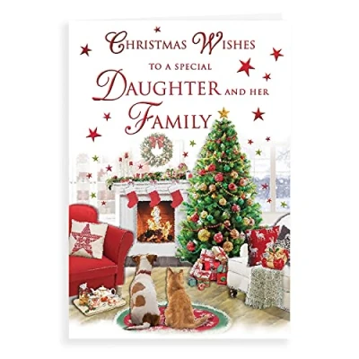 Image of Piccadilly Greetings Traditional Christmas Card Daughter &amp; Family 9 x 6 inches Regal Publishing,Multicoloured,C85382