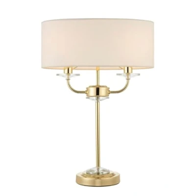 Image of Nixon 2 Light Table Lamp Brass, Crystal Glass, E14