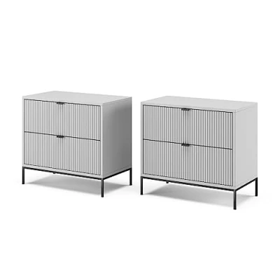 Image of Vicco Nightstand Eliza, Grey, 66 x 60 cm Set of 2