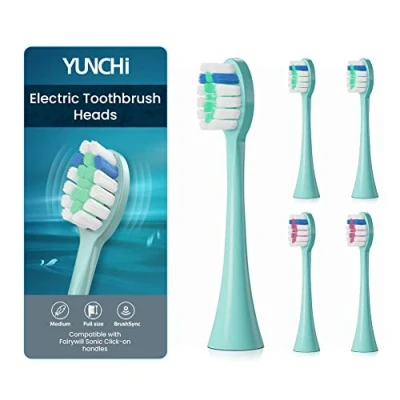 Image of 5 Pack Toothbrush Heads for YUNCHI Y7 Sonic Electric Toothbrush, Replacement Compatible with Mitimi Model S2, SEAGO S2 Blue