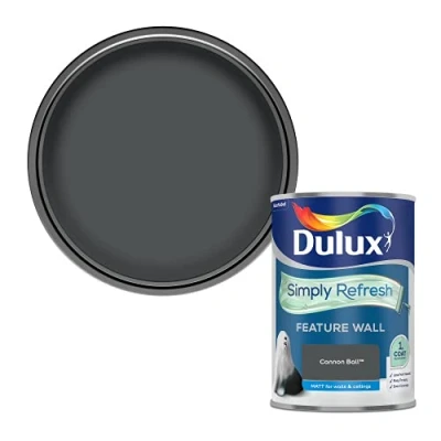 Image of Dulux Simply Refresh Feature Wall Matt Emulsion Paint, 5569239, Cannon Ball 1.25 L