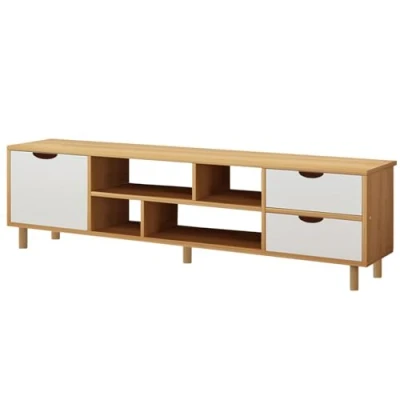 Image of kamulouk TV Stand, Media Entertainment Center with 3 Drawers and Open Shelves, Modern Television Table Storage, Console for Living Room &amp; Bedroom, 55.1x11.8x15inch White