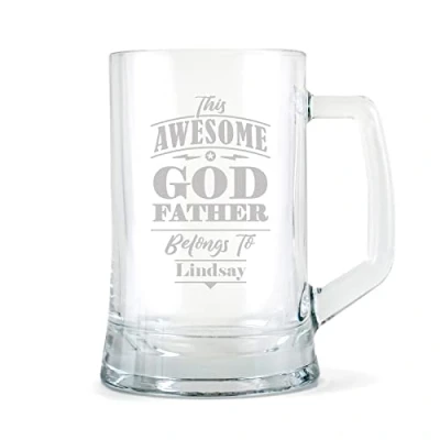 Image of The Gift Experience Personalised Godfather Glass Tankard, Gifts, Pint Glass, Gifts for Him