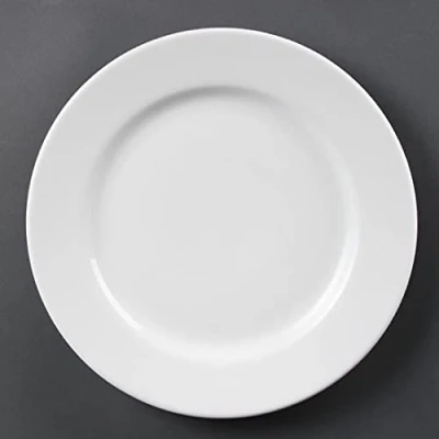 Image of Olympia White Ware Wide Rimmed Service Plates 310mm Porcelain Innovative 6pc
