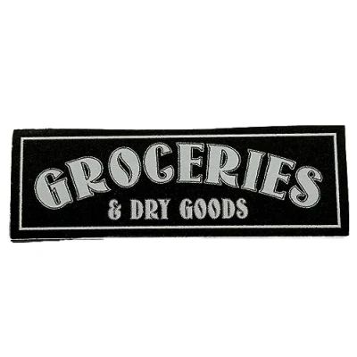Image of Melody Jane Dolls House Groceries &amp; Dry Goods Sign Shop Store Pantry Door 1:12 Printed Card