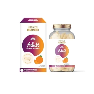 Image of Pro Ven Multivitamin Chewable Tablets for Men &amp; Women 60 Orange Flavoured A Z Multivitamins 100% NRV 13 Essential Vitamins inc D, C, + B Energy, Immune Bone Health Daily
