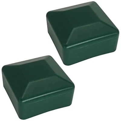 Image of SKIR&#039;CO (2 pcs) Fence Post Caps, Square 50 x mm Green Plastic Caps for Posts, Moss RAL 6005 Colour