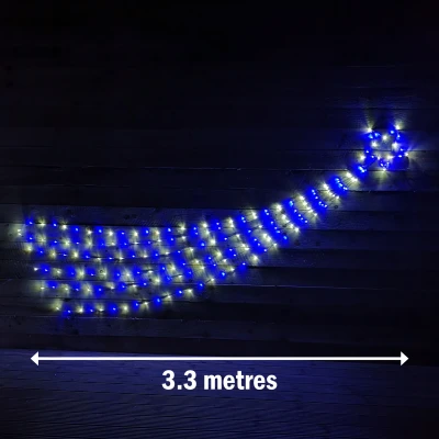 Image of 200 LED 3.32m Multifunction Shooting Star Silhouette Christmas Light in Blue &amp; White