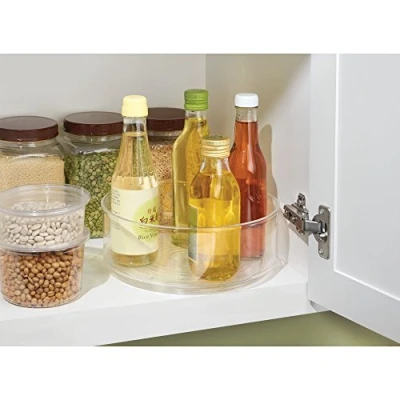 Image of iDesign Cabinet/Kitchen Binz Revolving Spice Rack, Kitchen Cupboard Storage Unit, BPA Plastic, Clear, Small