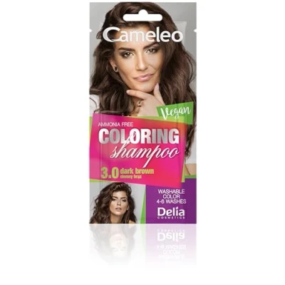 Image of Cameleo Coloring Shampoo Dark Brown Quick and Easy Color Refreshing Washable Tone In 40ml…