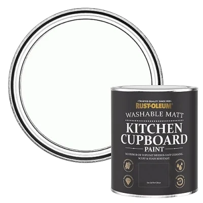 Image of Rust Oleum Off White Kitchen Cupboard Paint in Matt Finish Moonstone 750ml