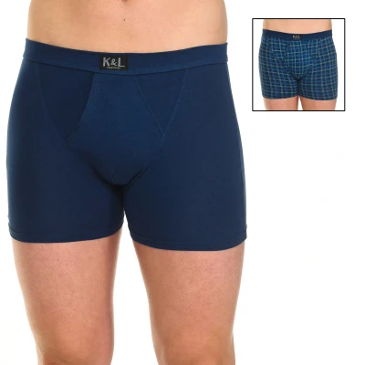 Image of Kisses&amp;Love Mens Pack 2 Basic Open Boxers KL2011 man Blue Cotton Size Large