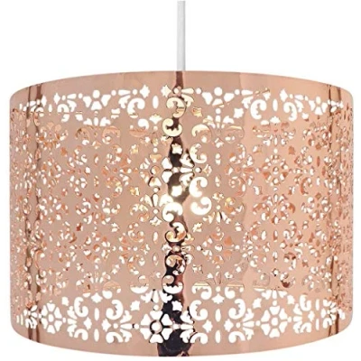 Image of Chandelier Style Ceiling Light Shade Droplet Pendant Acrylic Crystal Bead Luxury (Large Metal Copper)