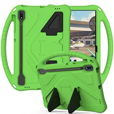 Image of Tablet Case For Samsung Galaxy Tab S7+/S7 Plus/S7 FE SM T970/T975/T976/T978/T730/T733/T735/T736/T738 Kids Friendly Lightweight Shockproof Cover with Handle Stand Green