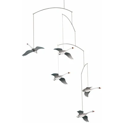 Image of Flensted Mobiles Scandinavian Swan Hanging Mobile 22 Inches High Quality Cardboard