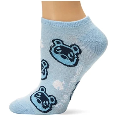 Image of Nintendo Women&#039;s Animal Crossing 5 Pack No Show Socks Casual, Blue Grey Multi, 8 10 UK
