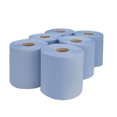 Image of KARAN KING® 6 X Centre Feed Rolls Blue Tissue Paper Roll Centrefeed Kitchen Towel (2 Ply)