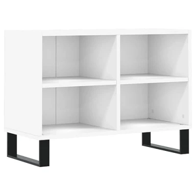Image of vidaXL Engineered Wood TV Cabinet White Unit with 4 Compartments &amp; Iron Legs Ideal for Living Room Bedroom